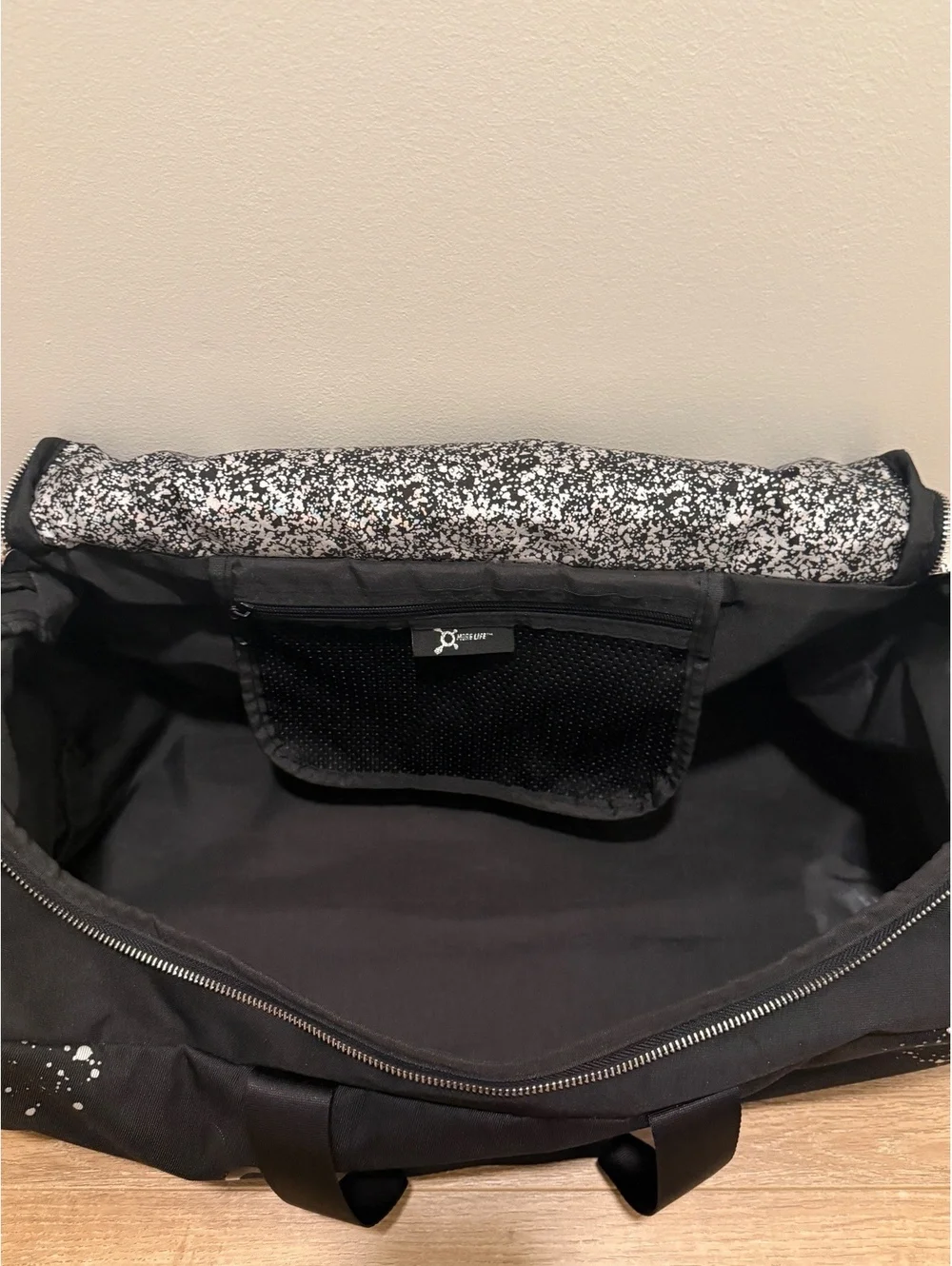 Limited Edition OrangeTheory Black Canvas Duffle Bag with White Splatter Design